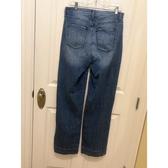 Sneak Peek Flare Jeans Sz 11/W30 Distressed Blue Denim Wide Leg Boho Y2K - Picture 5 of 5